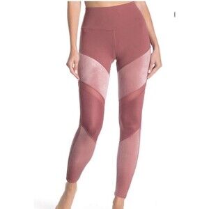 ALO Sheila Leggings Womens Small High Waist Mesh Velvet Rosewood Pink